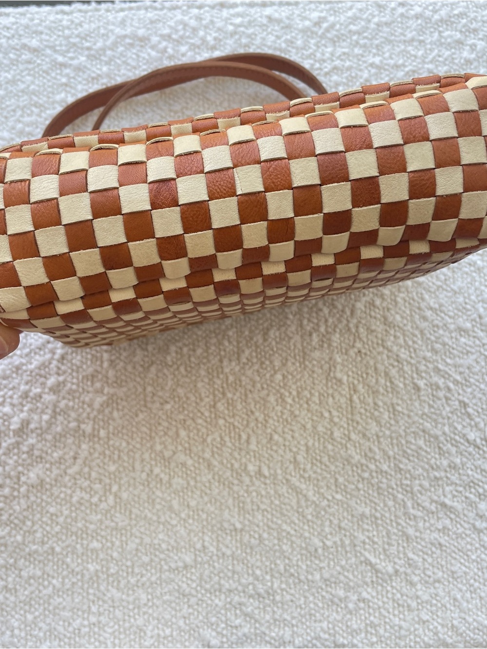 Clare V. Midi Sac Crossbody in Natural & Cream Woven Checker - Picture 5 of 12